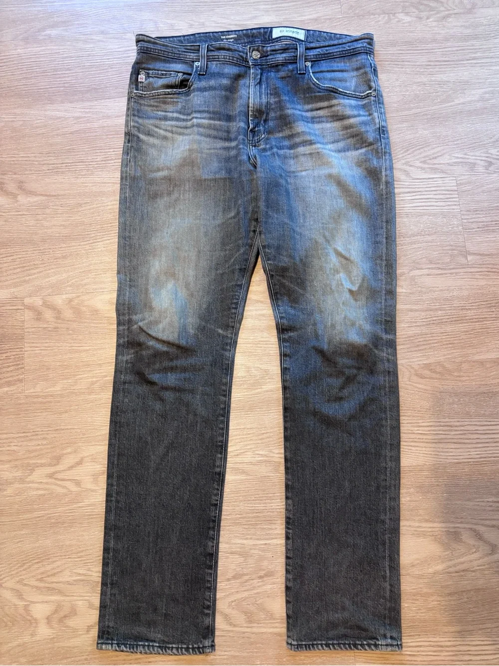 AG Adriano Goldschmied Men’s 36x32 Everett Jeans Slim Straight Washed Designer